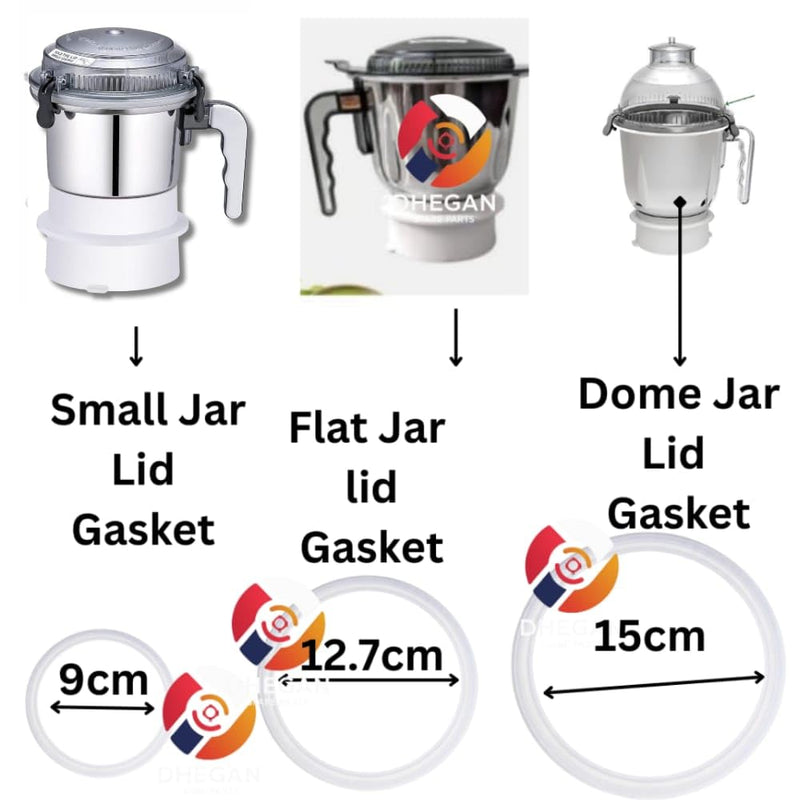 Jar Lid Gasket Set (Small Clip-Type + Medium + Big) - Pack of 3 | Compatible with Sujata Mixer Grinder