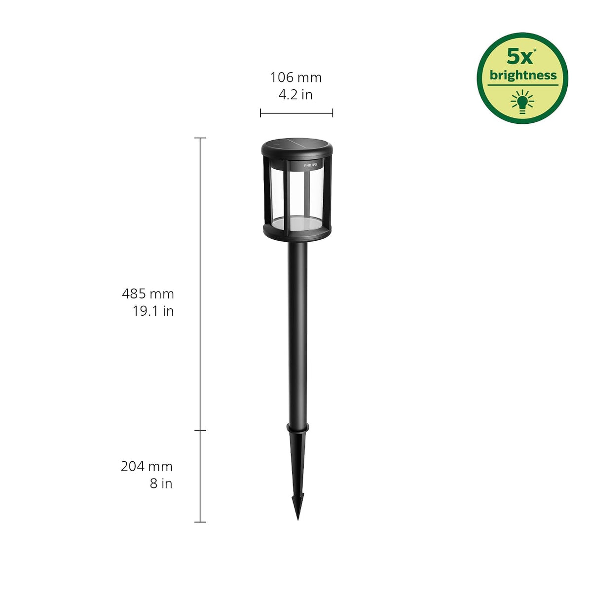 Philips Reina 3000K 50lm Solar Powered LED Outdoor Lights Black