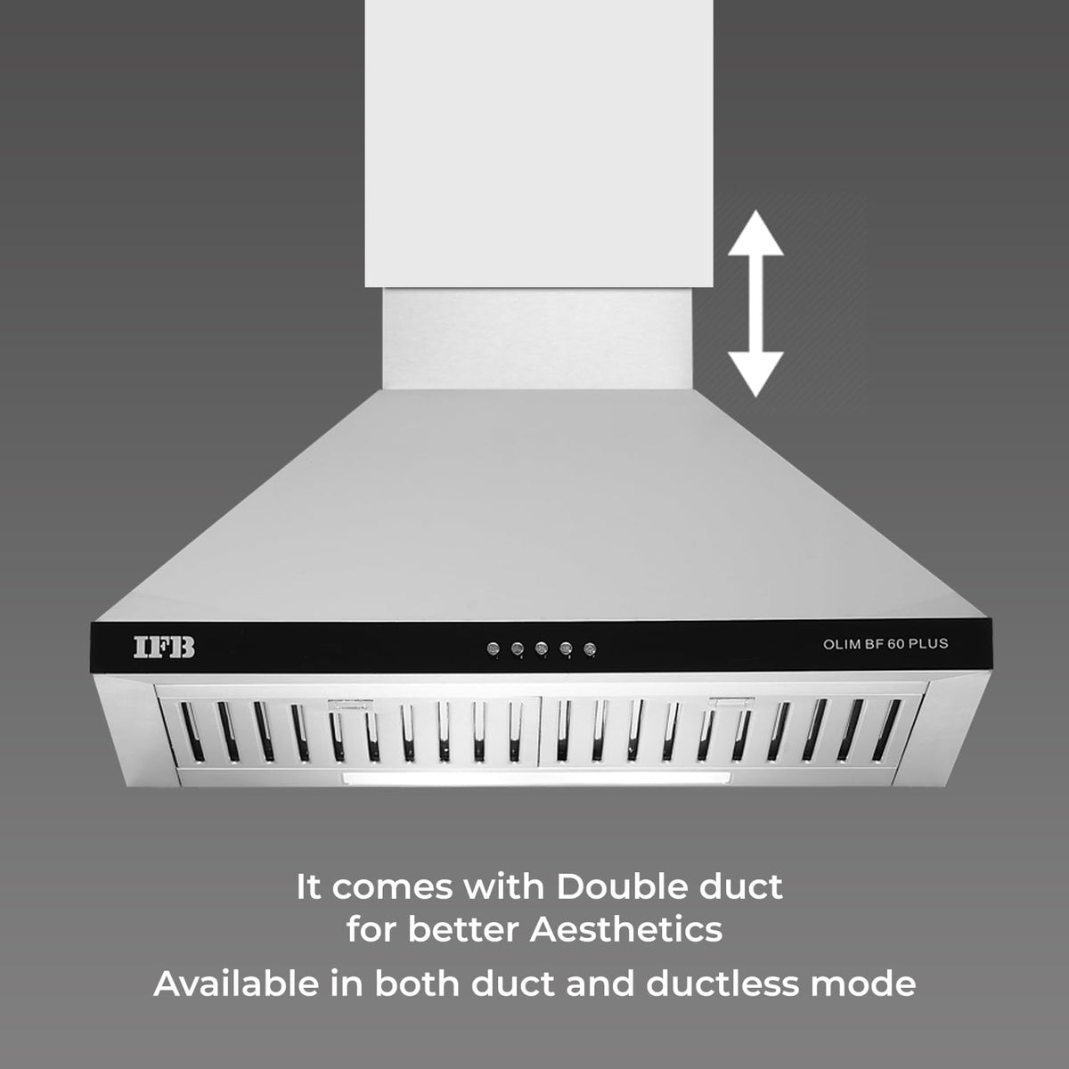 IFB 60cm 960 m3/hr Chimney (OLIM 60 Plus, 2 Cassette Filters, Touch Control, Silver)