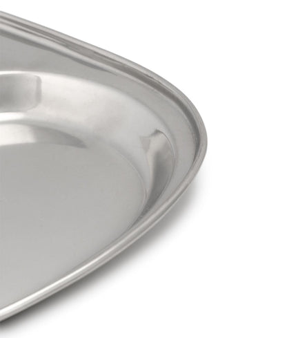 Dynore Stainless Steel 3 in 1 Three Compartment Rectangular Nasta/Snacks/Kids Nasta Plate/Partition Plate- Set of 6