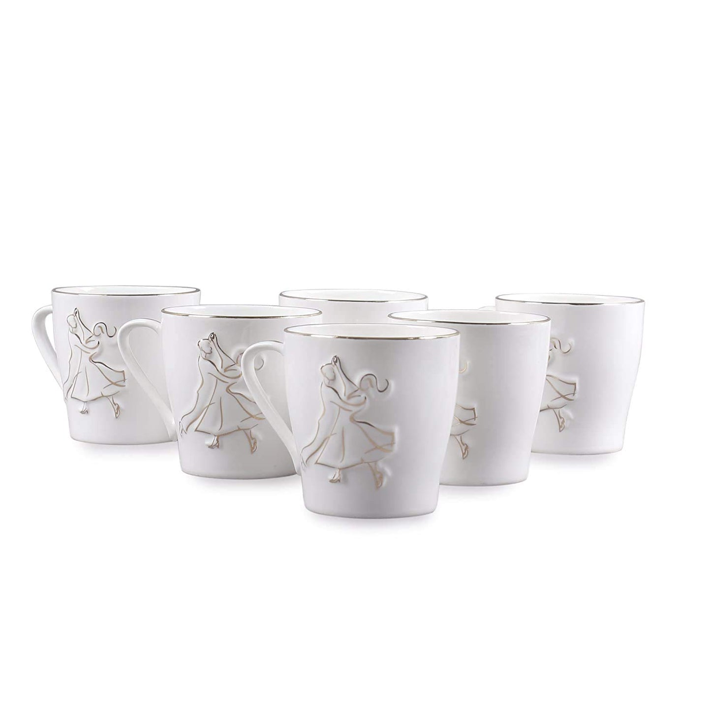 Clay Craft Bone China Swirl Carpet Coffee Mug Set, 150Ml, Multicolor, 6 Piece, Tea Cup Set of 6, Microwave & Dishwasher Safe, Mugs for Coffee, Cups Set of 6, Mug Set, Gift Set, Ideal for Gifting