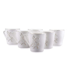 Clay Craft Bone China Swirl Carpet Coffee Mug Set, 150Ml, Multicolor, 6 Piece, Tea Cup Set of 6, Microwave & Dishwasher Safe, Mugs for Coffee, Cups Set of 6, Mug Set, Gift Set, Ideal for Gifting