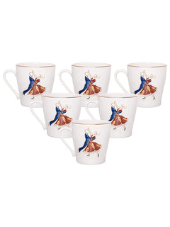 Clay Craft Bone China Swirl Carpet Coffee Mug Set, 150Ml, Multicolor, 6 Piece, Tea Cup Set of 6, Microwave & Dishwasher Safe, Mugs for Coffee, Cups Set of 6, Mug Set, Gift Set, Ideal for Gifting