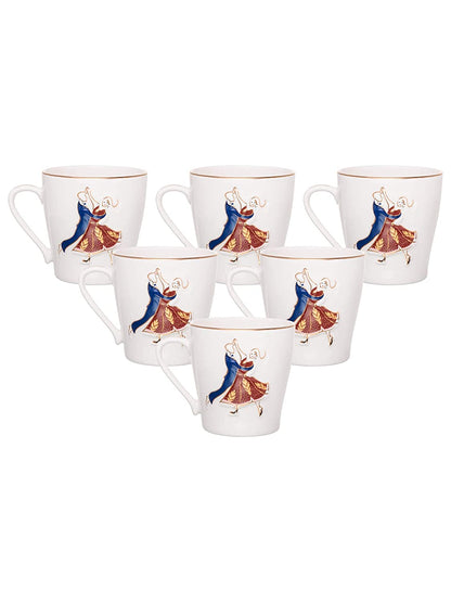 Clay Craft Bone China Swirl Carpet Coffee Mug Set, 150Ml, Multicolor, 6 Piece, Tea Cup Set of 6, Microwave & Dishwasher Safe, Mugs for Coffee, Cups Set of 6, Mug Set, Gift Set, Ideal for Gifting