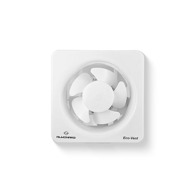Almonard Eco Vent Exhaust Fan | 8 Inches | Aerodynamic fan blades | Silent operation | Powerful ventilation at 200 mm sweep, 40 W, 1350 RPM | Exhaust fan for kitchen, bathroom & laundry room (White)