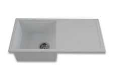 Faber Verona Ingranite34"X17"Single Bowl Sink with Drainboard|Includes Plumbing Waste Kit|25 Years Warranty|Silent,Scrat