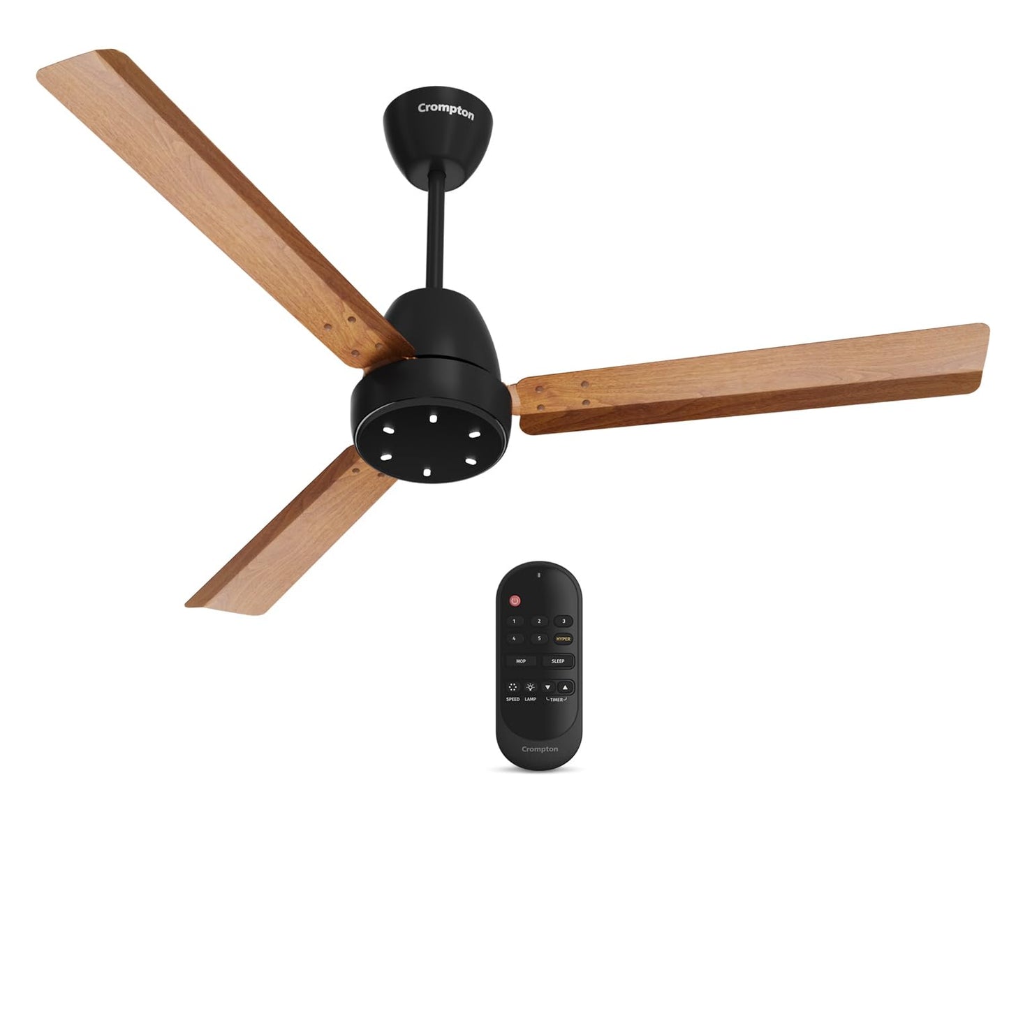 Crompton Energion Niteo 1200 mm BLDC Ceiling Fan | Warm Ambient LED Indicators | Remote Control | BEE 5 Star Energy Rating | Superior Air Delivery | 4 Year Manufacturer Warranty | Light Pinewood