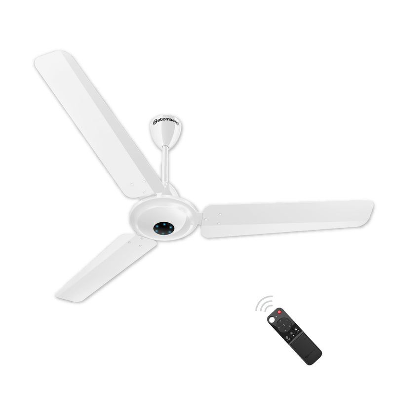atomberg Ikano 1200mm BLDC Ceiling Fan with Remote Control | BEE 5 star Rated Energy Efficient Ceiling Fan | High Air Delivery with LED Indicators | 3 Year Warranty (Gloss White)
