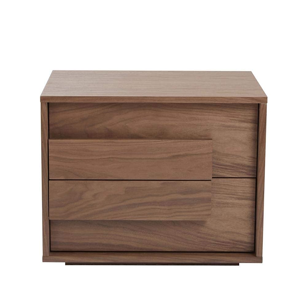 Nightstand End Table Bedside Small Dresser Storage Organizer Unit for Bedroom, Nursery, Wood top, Walnut Brown/