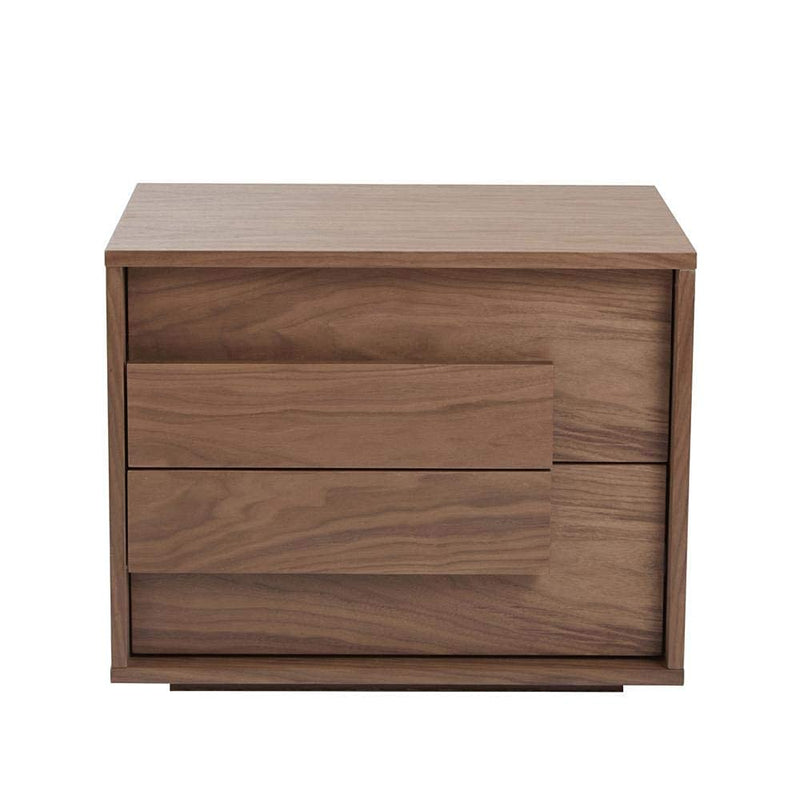 Nightstand End Table Bedside Small Dresser Storage Organizer Unit for Bedroom, Nursery, Wood top, Walnut Brown/