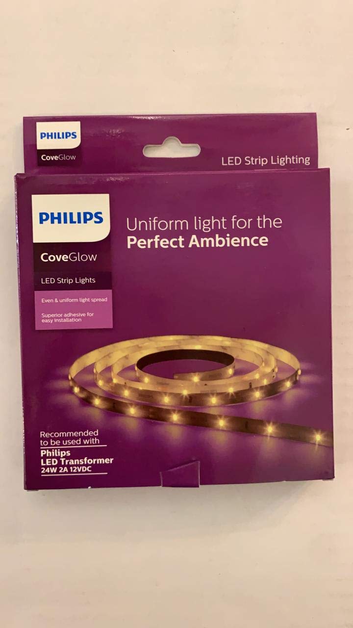 Philips LED Strip Cove Glow Lighting 24 watts 2amp with 2amp Driver (5 M, Warm White)