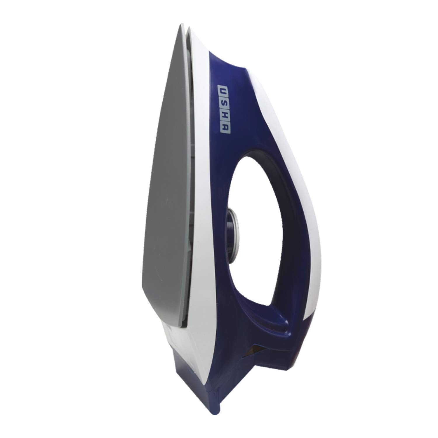 USHA 3702 1000 Watts Dry Iron with Shock Proof Plastic Body | Single Coat Grey Non Stick Soleplate for Longer Durability |Overheat Safety Shutoff | 360° Swivel Cord | 2 Years Warranty | Blue & White