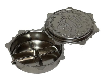 Dynore Stainless Steel 4 in 1 Haldi Kumkum Dabbi/Tilak Dabbi- Set of 1 Pcs