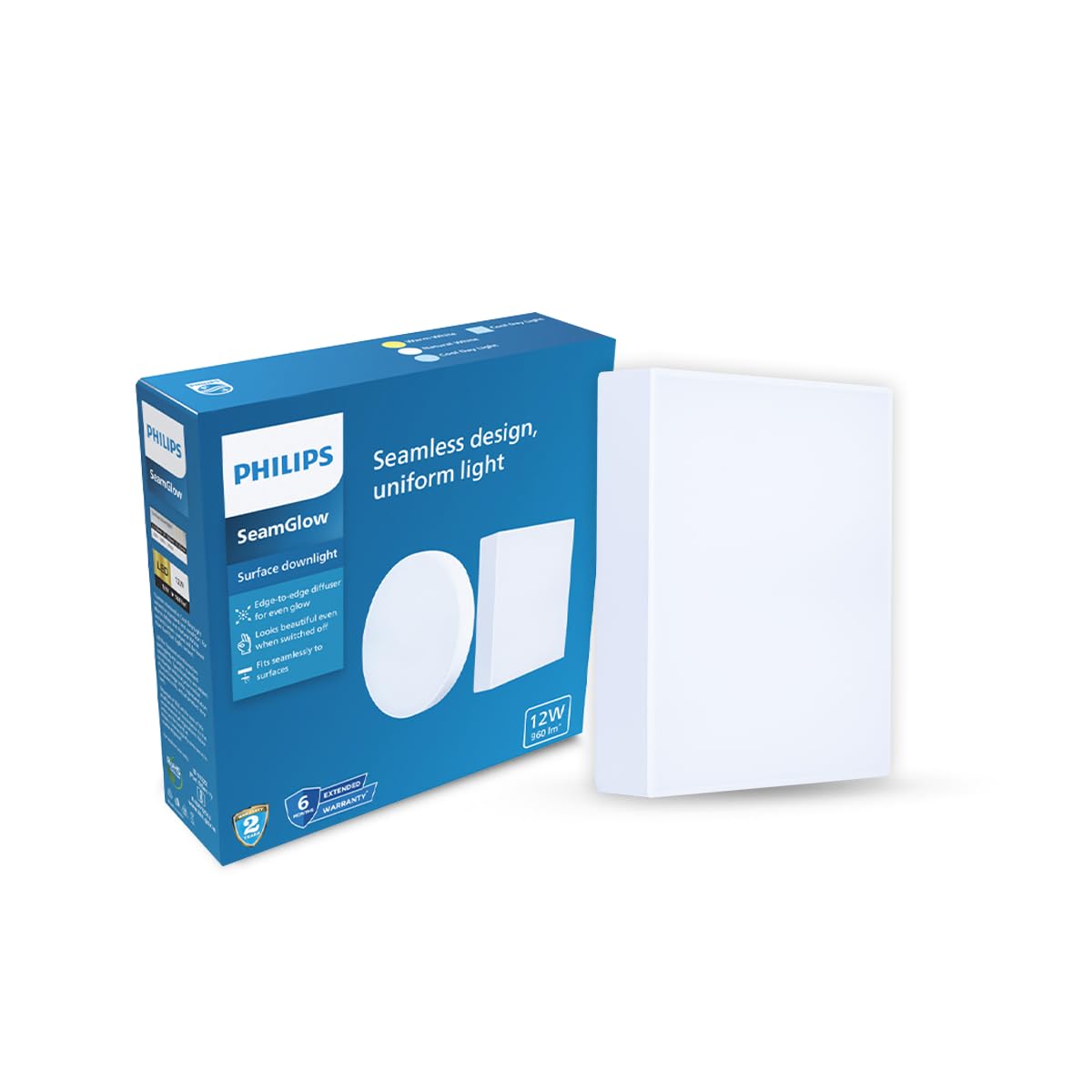 Philips 12W SeamGlow Square LED Surface Downlight (Pack of 24)