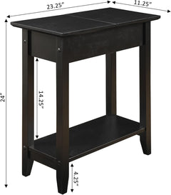 Sheesham Wood Nightstand | Bedside Table with Drawer & Open Shelf | Solid Wood Side Table (Espresso Black)