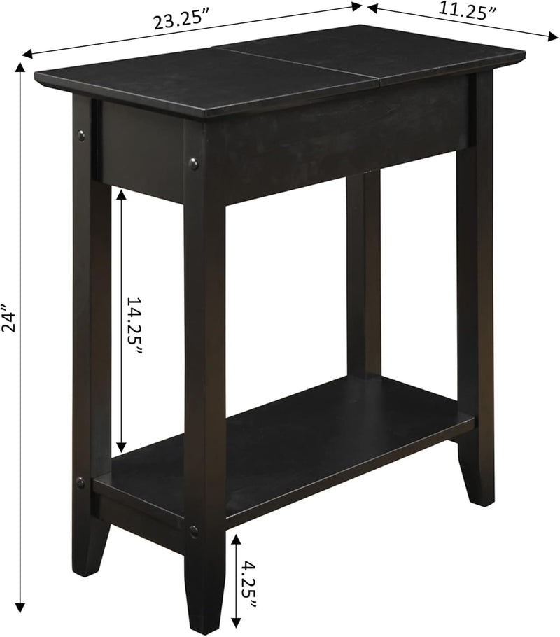 Sheesham Wood Nightstand | Bedside Table with Drawer & Open Shelf | Solid Wood Side Table (Espresso Black)