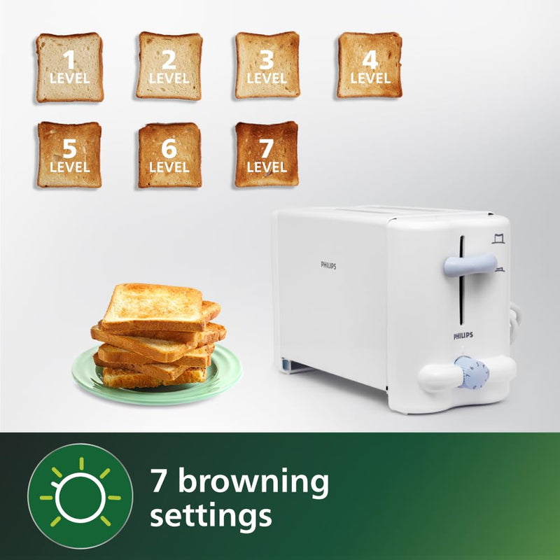 Philips HD4815/01 2-Slice 800W Pop-Up Toaster (White)