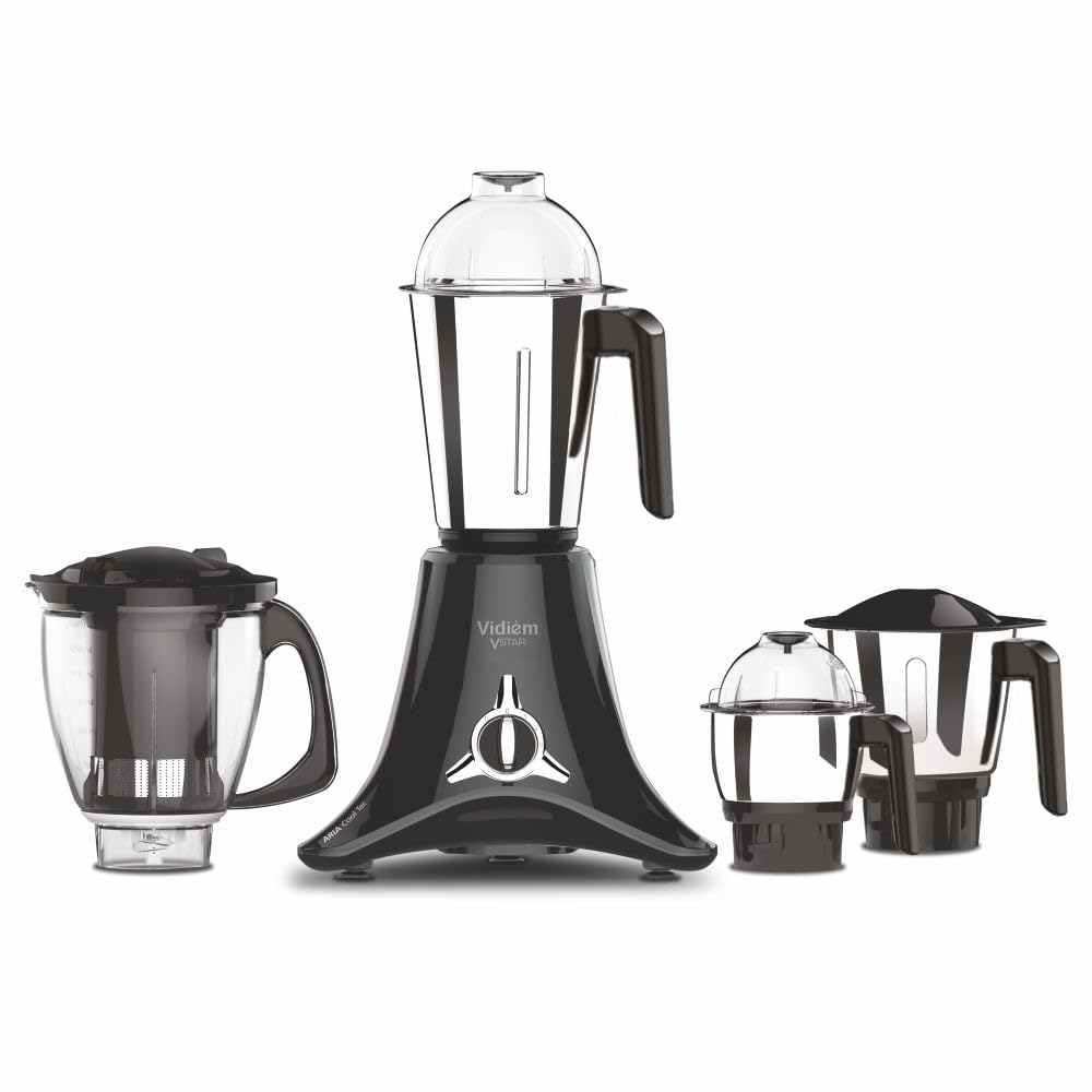 Vidiem Mixer Grinder 618 A VSTAR 1000 watt (Black) with 3 Leakproof Jars & 1 Juicer Mixer Grinder | self-lock for wet & 