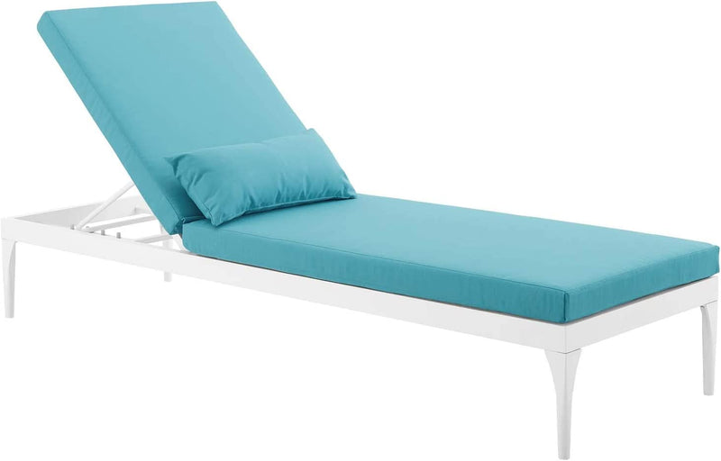 Clay Outdoor Swimming Poolside Lounger (White + Sky Blue )