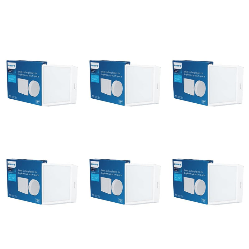 Philips 18 Watt Square Slim Surface Ceiling Light (Pack of 6)