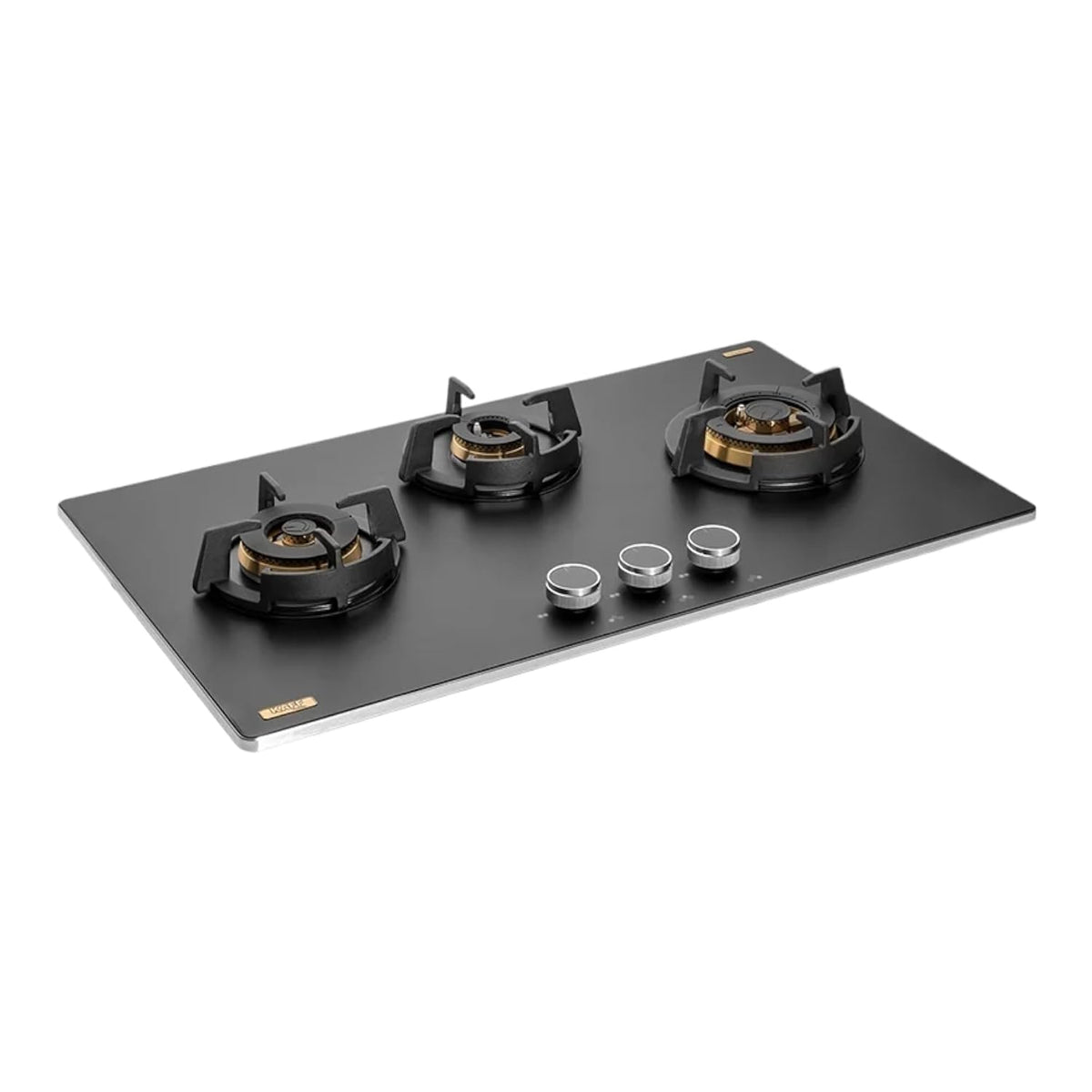 Kaff MSM 783X | Full Brass Burners | Flame Failure Device | Premium Frosted Black Glass With Decorative SS Moulded Strip