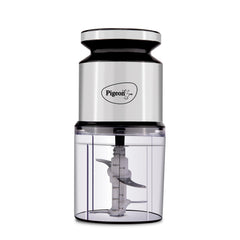 Pigeon Ultra Fast Electric 300 Watts Electric Chopper For Kitchen, Twin Blade Technology, 600 Ml 'Chop-N-Store' Plastic Bowl With Lid, Vegetable Chopper, Cutter, Chop, Mince, Dice, Whisk, Blend, Red