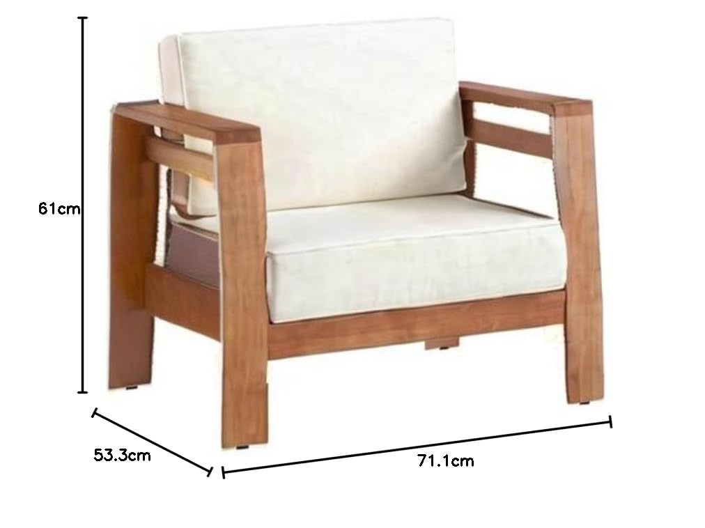 Solid Rosewood Sheesham Teak Finish Wooden 1 Seater Single Sofa (Natural Teak)