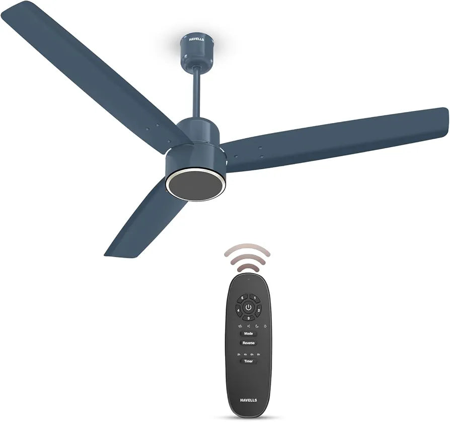 Havells FAB BLDC PRO Ceiling Fan 1200mm, 380 RPM, Savings upto 65%, Reverse Rotation, 4 Modes , Low Wattage 30W, Low Noise, Air Flow:225 CMM, 3 Year Warranty, Denim Blue
