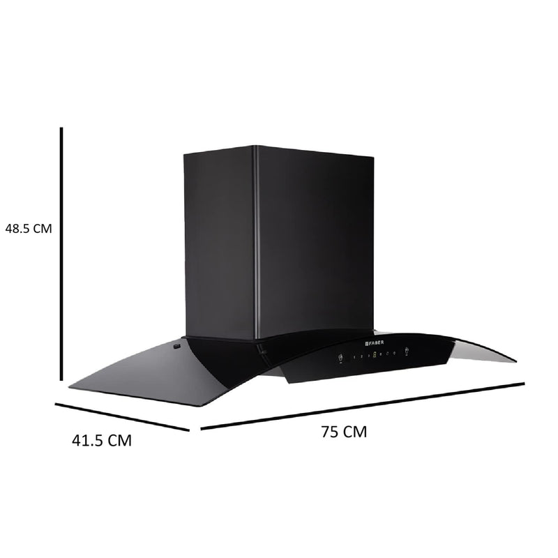 Faber 75 cm 1500 m³/hr Autoclean Curved Shape Kitchen Chimney | Touch and Gesture Control |2 yrs comprehensive on produc