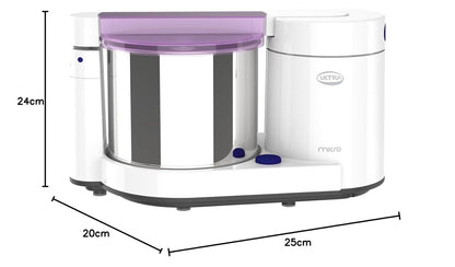 ULTRA Abs Plastic Micro 1.75 Litre Table Top Wet Grinder - White| Fast Grinding Conical Stones,85W Power & 5 Years Warranty|AISI 304 Food-Grade SS Multi Utility Cylindrical Type Drum
