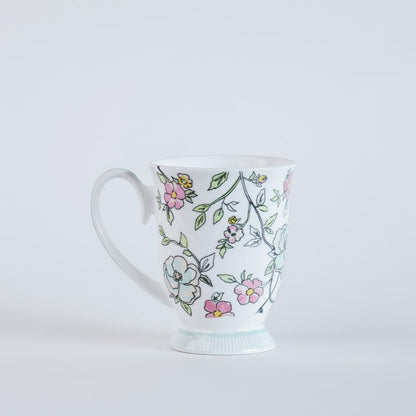 Magique by The Wishing Chair x ClayCraft : Vines Happy Days Ceramic Coffee Mug 300ml | Fine China Floral Milk Tea Cup | Microwave & Dishwasher Safe | Elegant Mug for Home Office Gifting