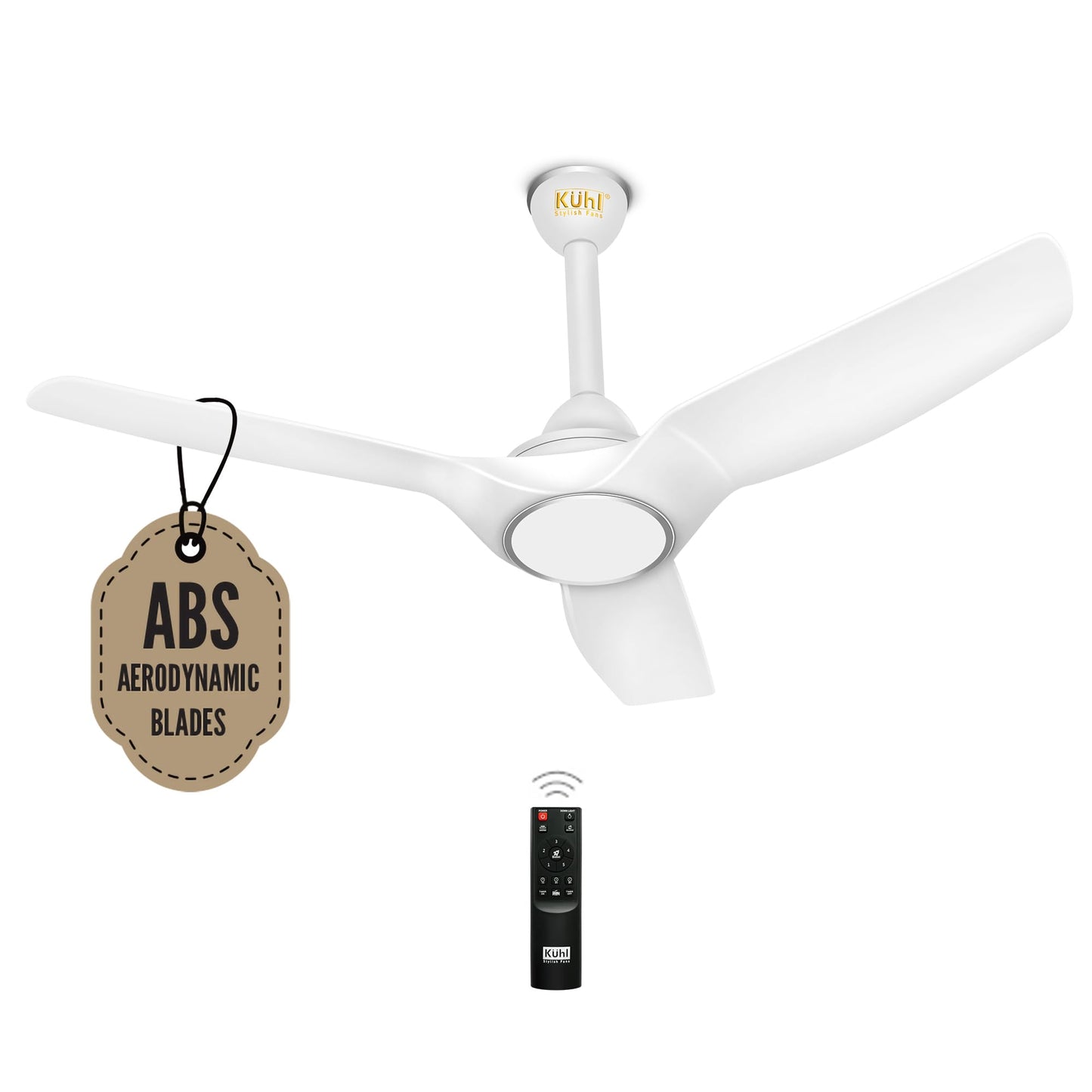 KUHL Meridian M1 1200MM 65% Power Saving BLDC Ceiling Fan With Remote | BEE 5 Star Rated & ISI Marked | High Air Flow | Down Light & Reverse Mode | 5 Year Warranty on Motor | Free Installation |White