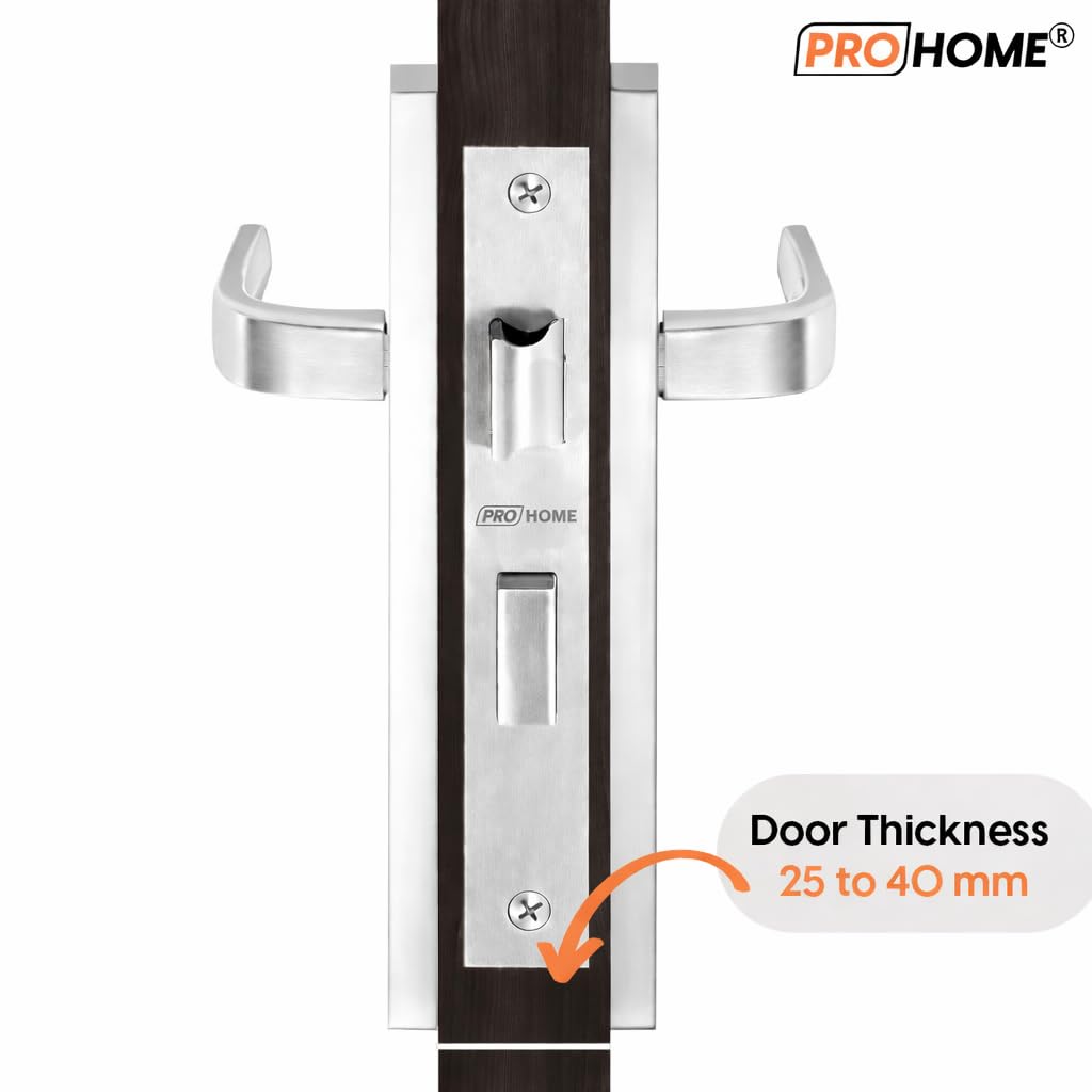 PRO HOME Sentinel Mortise Main Door Lock Set with 6 Lever Mechanism, Heavy Duty MS Steel Body, Includes 2 Keys, Suitable for 25–40 mm Doors, 1 Year Warranty