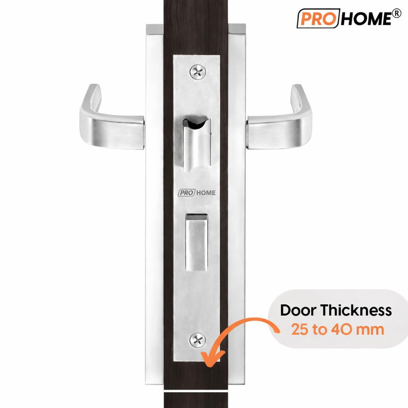 PRO HOME Sentinel Mortise Main Door Lock Set with 6 Lever Mechanism, Heavy Duty MS Steel Body, Includes 2 Keys, Suitable for 25–40 mm Doors, 1 Year Warranty