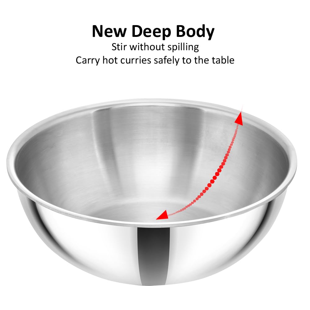 Hawkins 3 Litre Metro Kadhai, Triply Stainless Steel Induction Tasla, Silver (SSTA30)