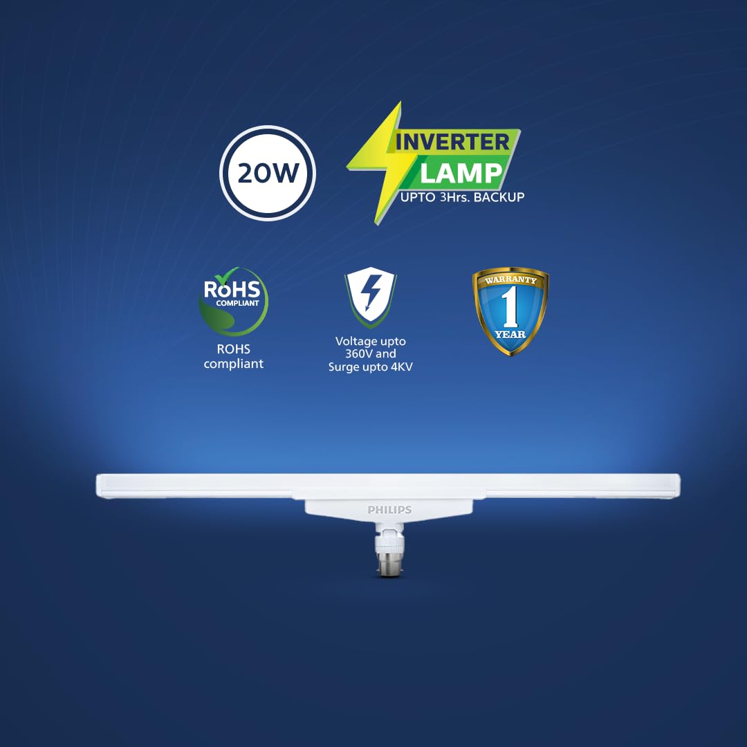 Philips T Beamer 20w Rechargeable Emergency Inverter LED Light Bulb, Cool Day White, Standard, b22d