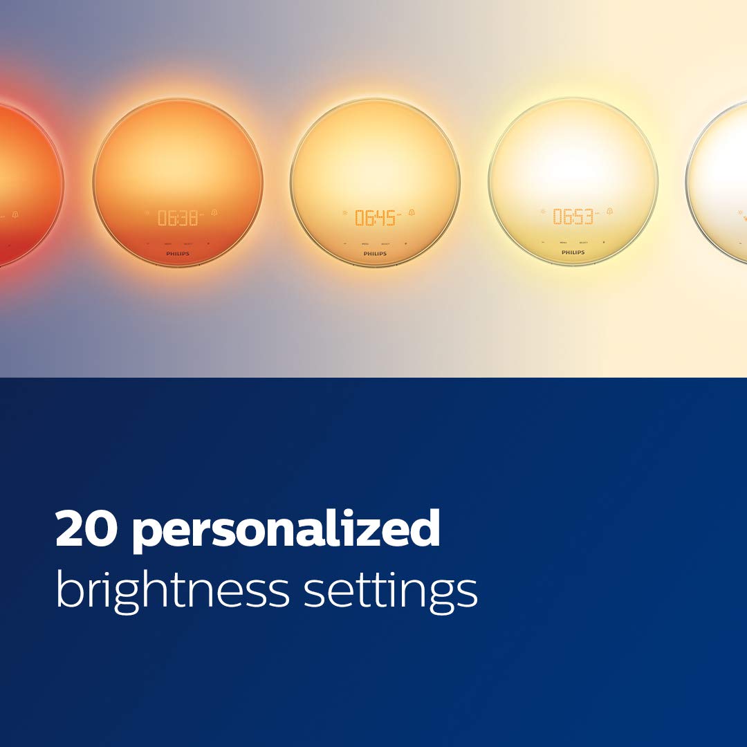Philips Plastic Hf3520 Wake-Up Light with Alarm Clock with Colored Sunrise Simulation and Sunset Fading Night