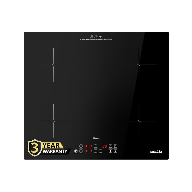 iBELL EMINENCE04 Induction Hob 7200W, 3-YEAR WARRANTY, Spacious cooktop with 9 Power Levels, Touch panel and Toughend Glass Top, [Black]