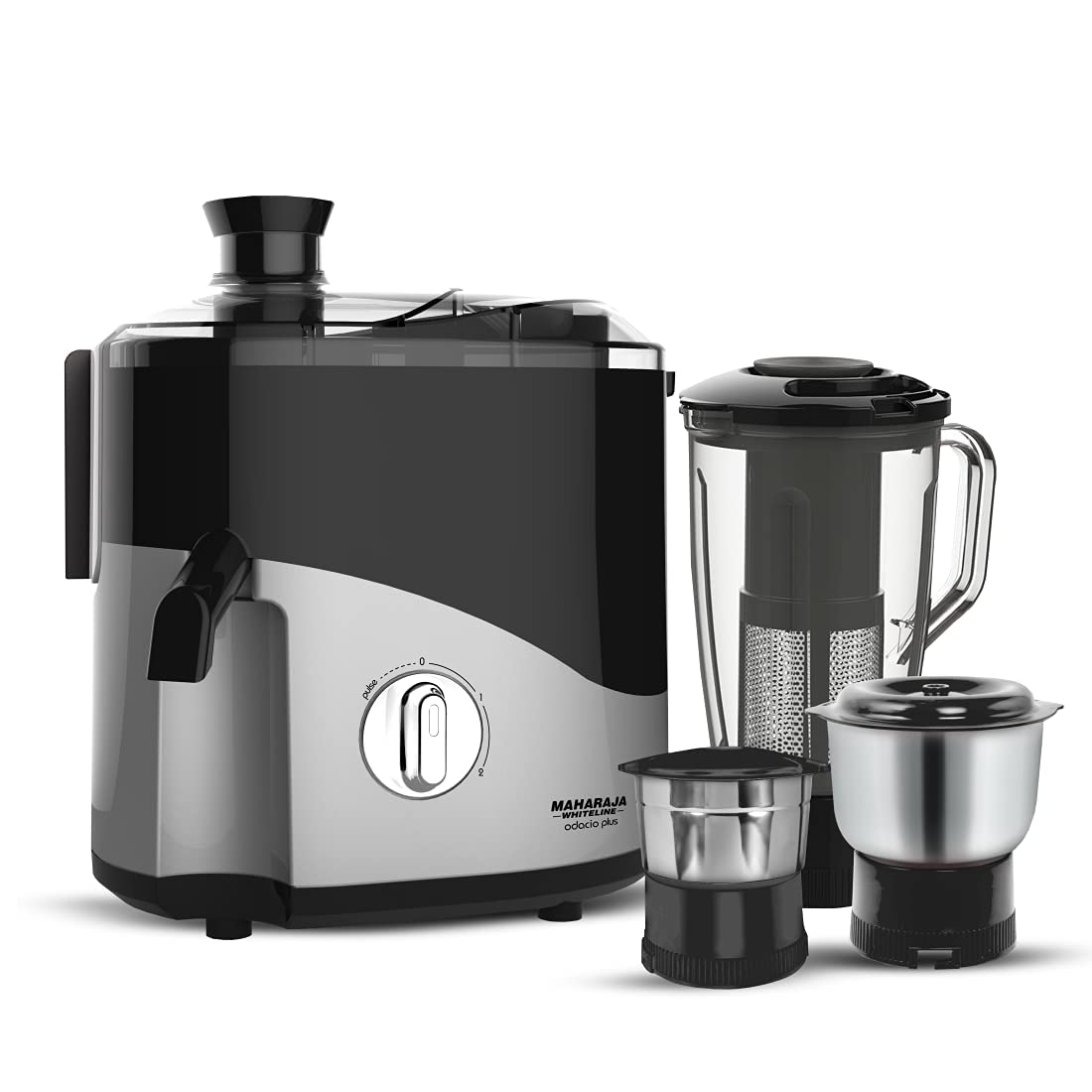 Maharaja Whiteline Odacio Prime Juicer Mixer Grinder with 3 Jars, Motor, Superior Stainless Steel Mesh, High Grade Plastic Lid for More Durability, 2 Year Warranty (Blue & White)