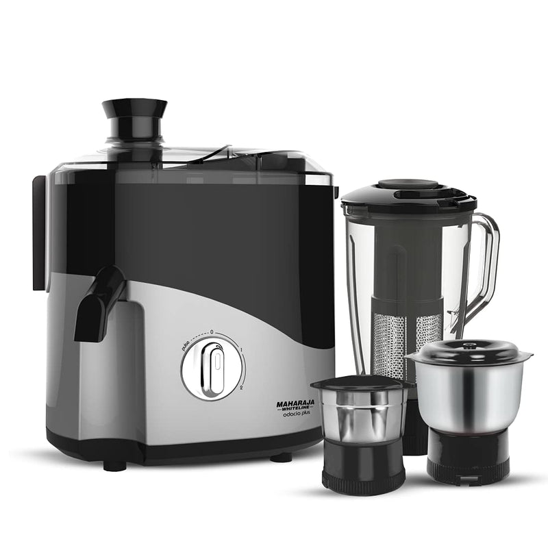 Maharaja Whiteline Odacio Prime Juicer Mixer Grinder with 3 Jars, Motor, Superior Stainless Steel Mesh, High Grade Plastic Lid for More Durability, 2 Year Warranty (Blue & White)