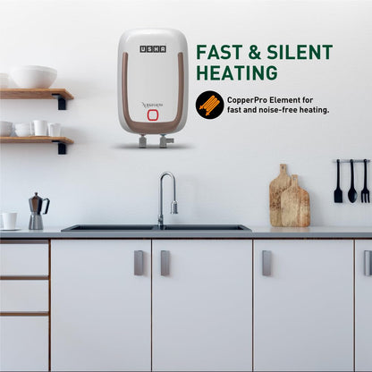 USHA IWH AQUAGLOW 3L 3KW WHITE, With Free Installation and Connection Pipes