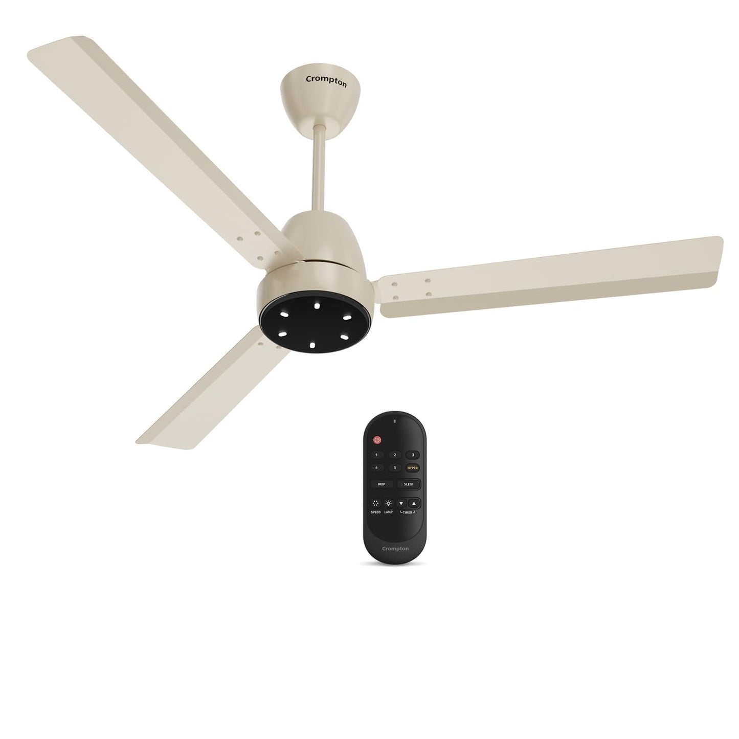 Crompton Energion Niteo 1200 mm BLDC Ceiling Fan | Warm Ambient LED Indicators | Remote Control | BEE 5 Star Energy Rating | Superior Air Delivery | 4 Year Manufacturer Warranty | Light Pinewood
