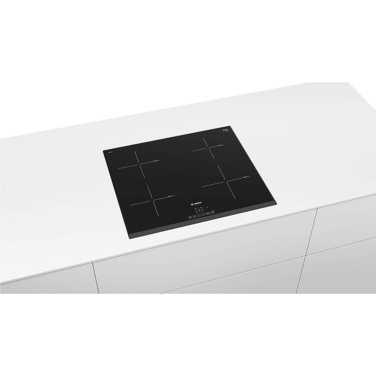 Bosch Pie651Bb1E,60Cm 4 Zone Ind Glass Ceramic Hob, Black