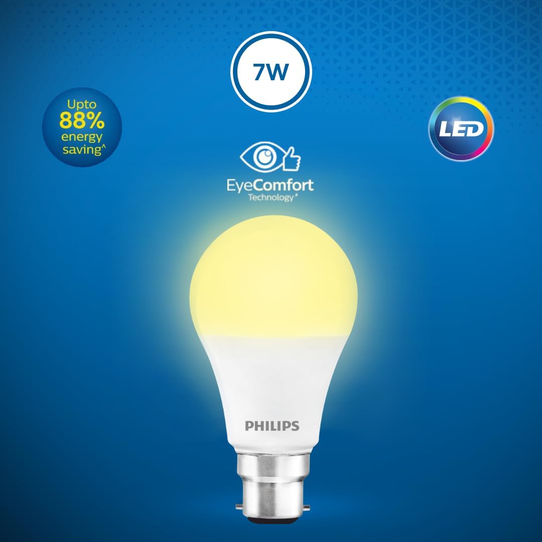 Philips b22d LED Bulb, (Golden Yellow, 7W) Pack of 2