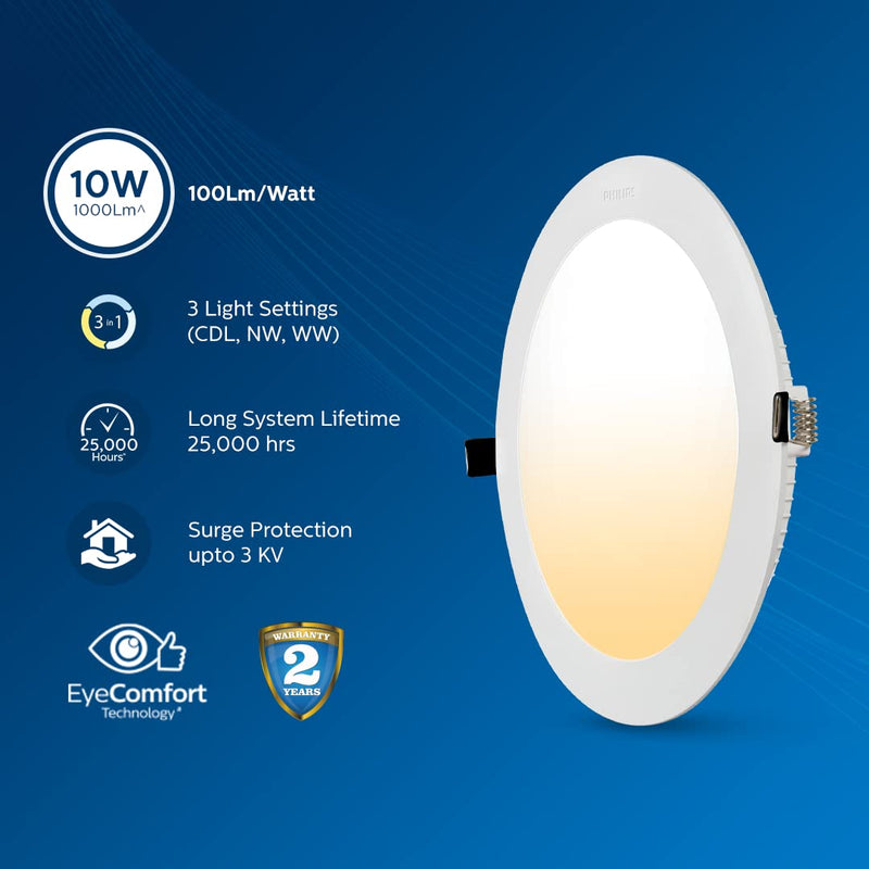 Philips Polycarbonate Ultra Glow 10-watt Round LED Downlighter (Pack of 24)