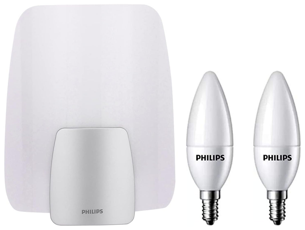 Philips Non-Rechargeable Comet Wall Light 30575(White), Medium 4W E14 LED Warm White Bulb, Pack of 2