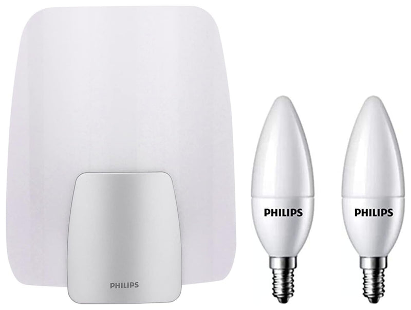 Philips Non-Rechargeable Comet Wall Light 30575(White), Medium 4W E14 LED Warm White Bulb, Pack of 2