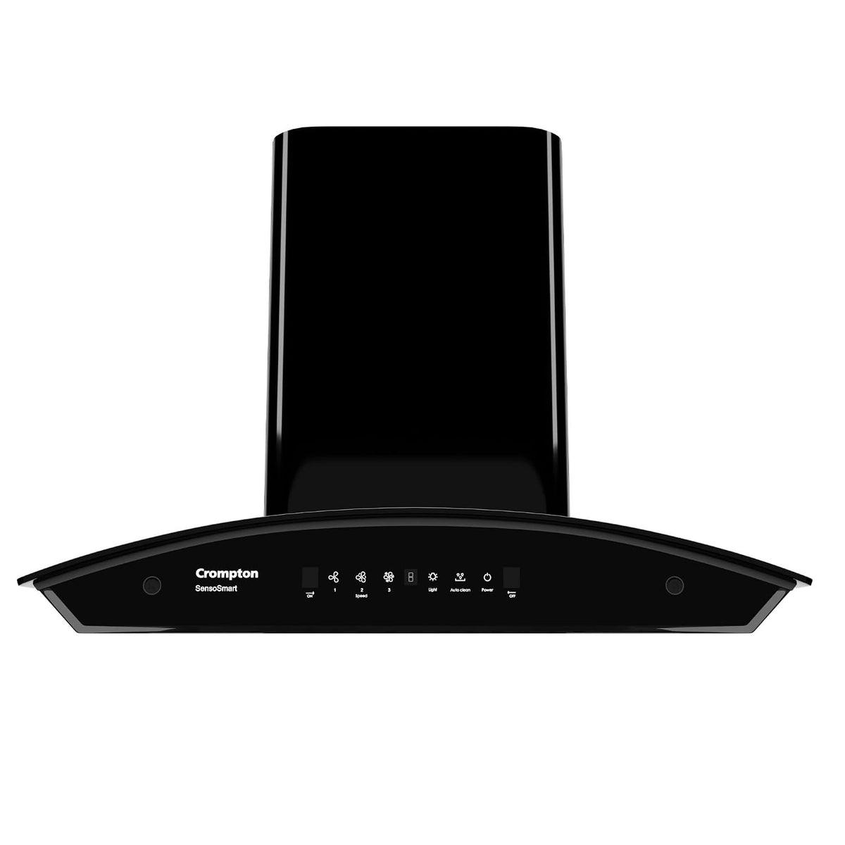 Crompton SensoSmart Curved 60cm Baffle Filter Auto Clean Wall Mounted Chimney Black 1260 CMH - CHD-SSC60BFE-MBL