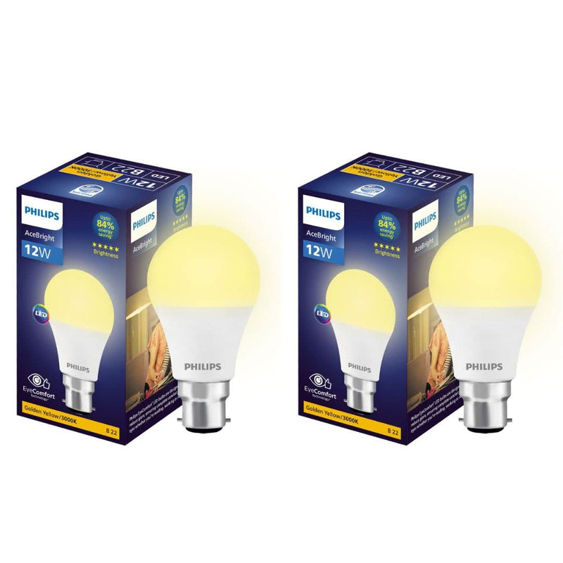 Philips 12-watt LED Bulb - AceBright High Wattage LED Bulb (Pack of 2) (Golden Yellow, B0C3RHVVF8)