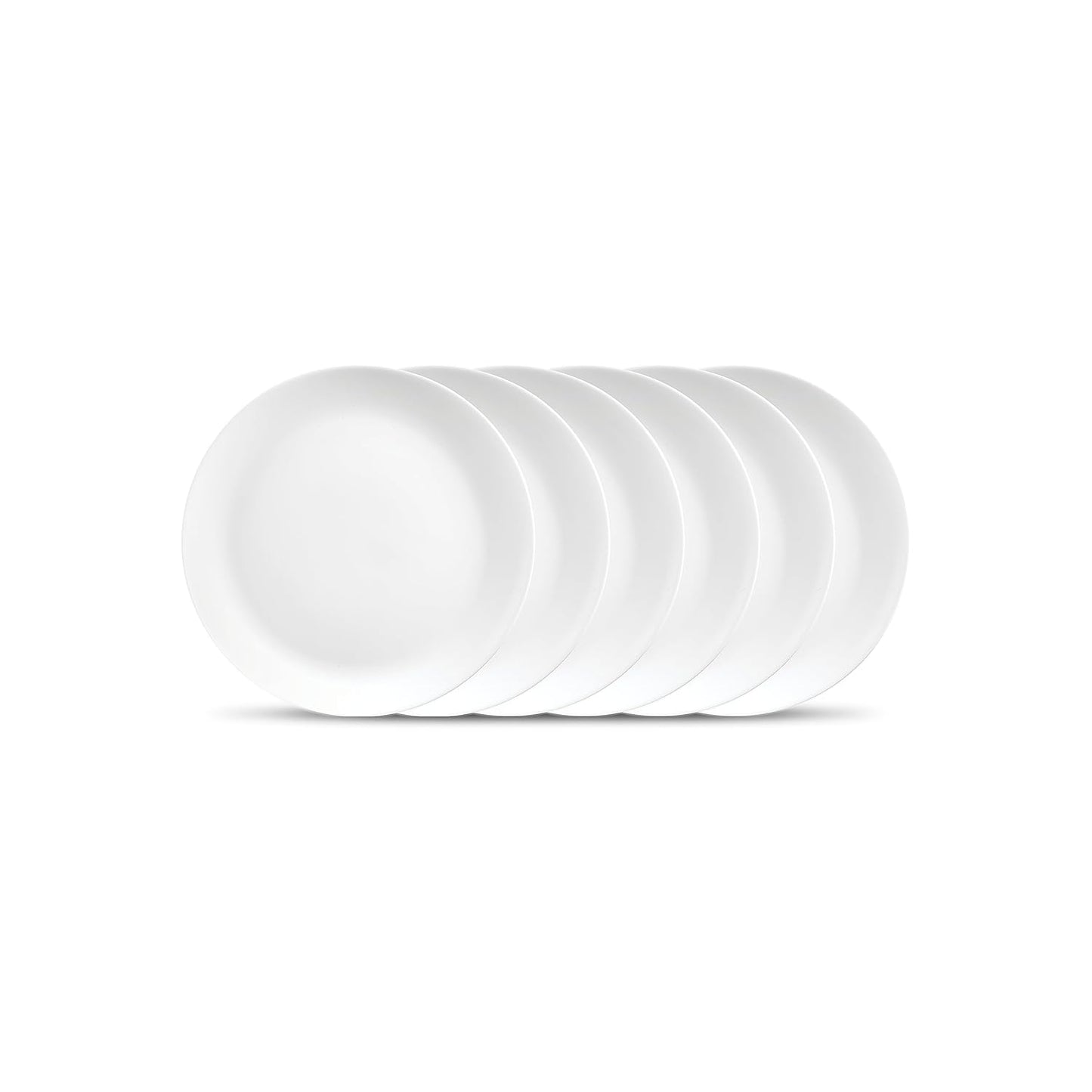 Diva by La Opala, Cosmo Collection, Opal Glass Quarter Plate Set 6 pcs, Plainware, White
